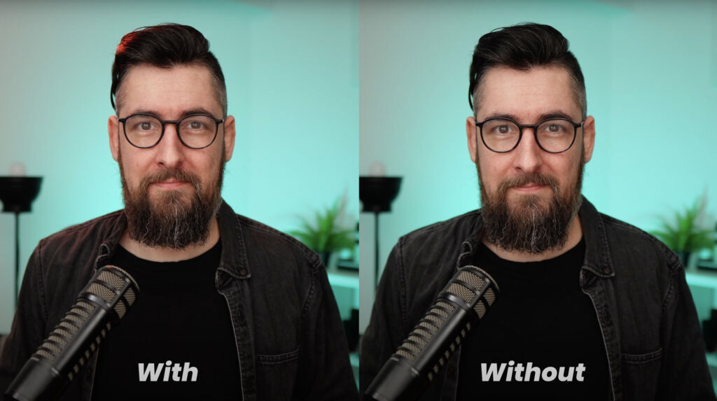 YouTube lights setup Before and after.